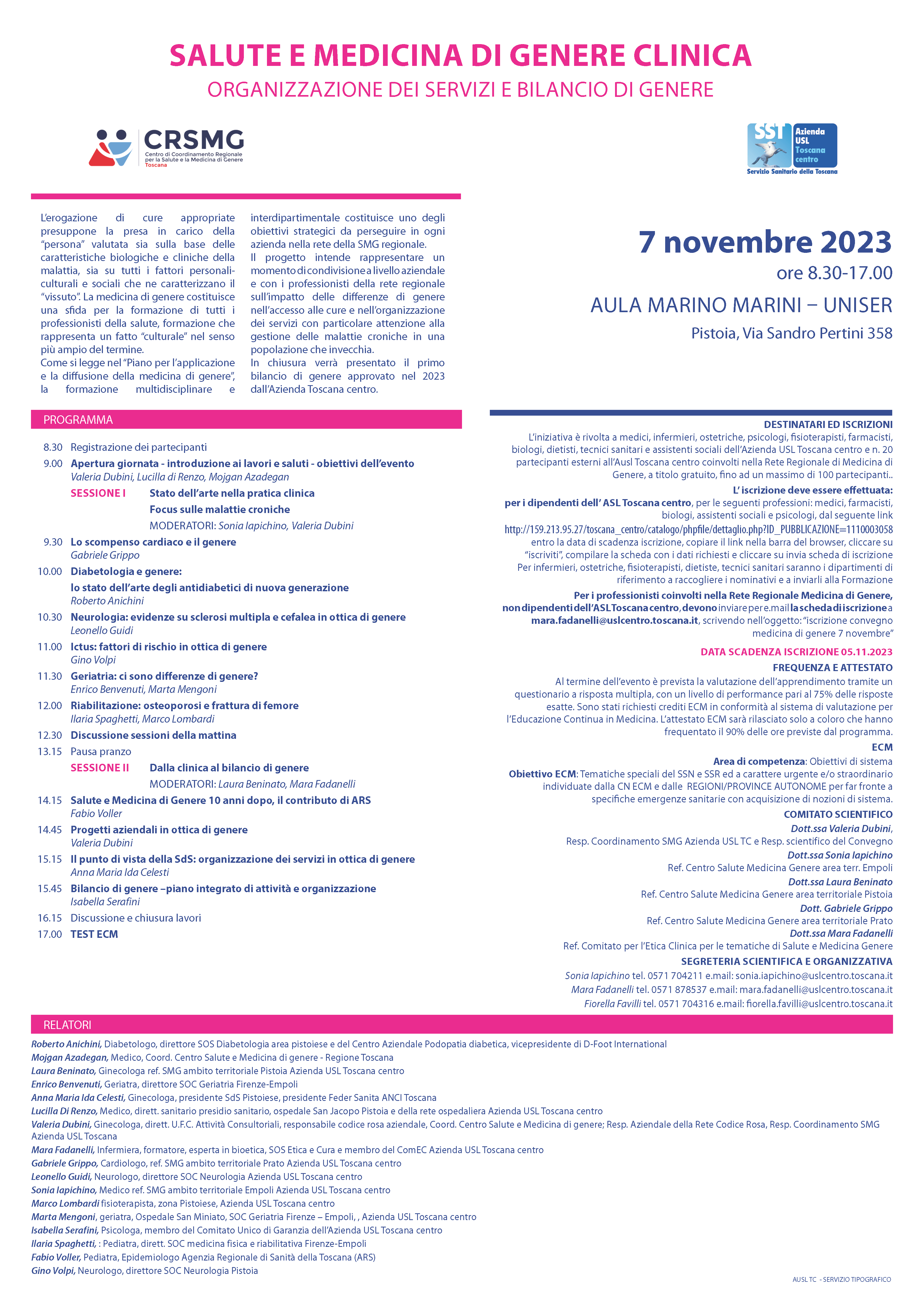 2023 11 07 medicina di genere locandina