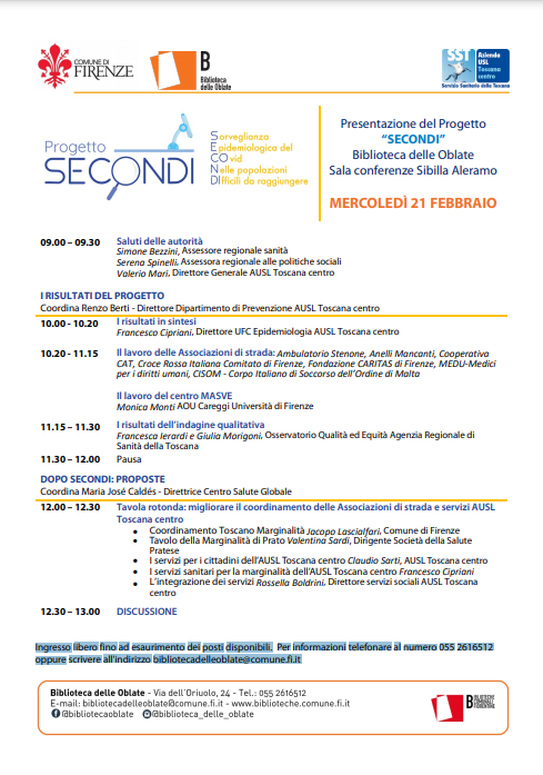 programma presentazione progetto SECONDI