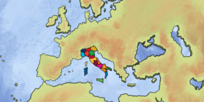 apre il dettaglio dell'articolo:cartina del mondo con italia colorata e suddivisa in regioni