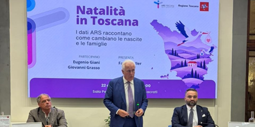 slide apertura conferenza stampa sulla natalità in Toscana